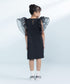 Kids Black 1 Piece Dyed Multi Neps Dress